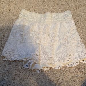 White lace shorts
